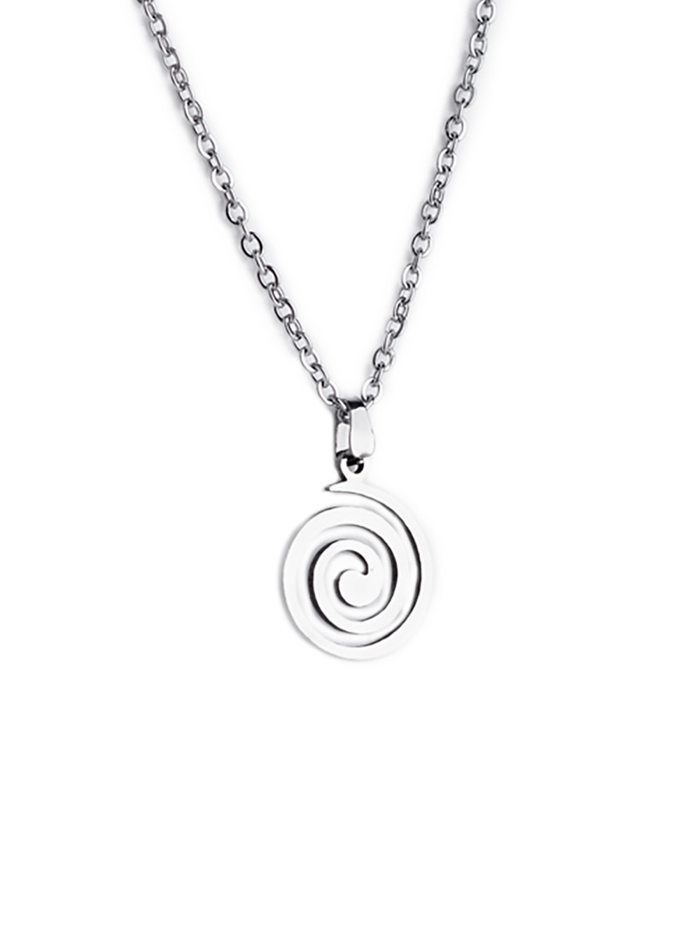 Spiral Pendant Necklace Silver Stainless Steel